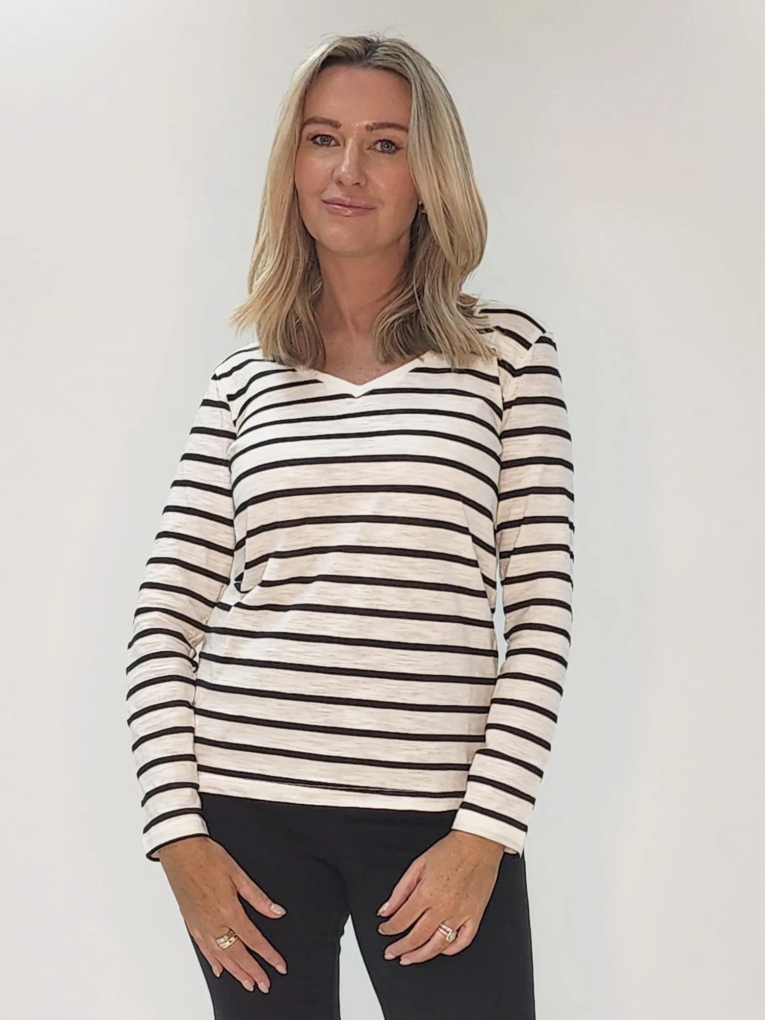 V-Neck Stripe T-Shirt - White/Black sold by RC & Co product image thumbnail 2