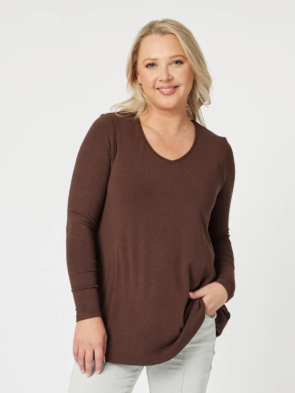 Keely Long Sleeve Top - Chocolate sold by RC & Co