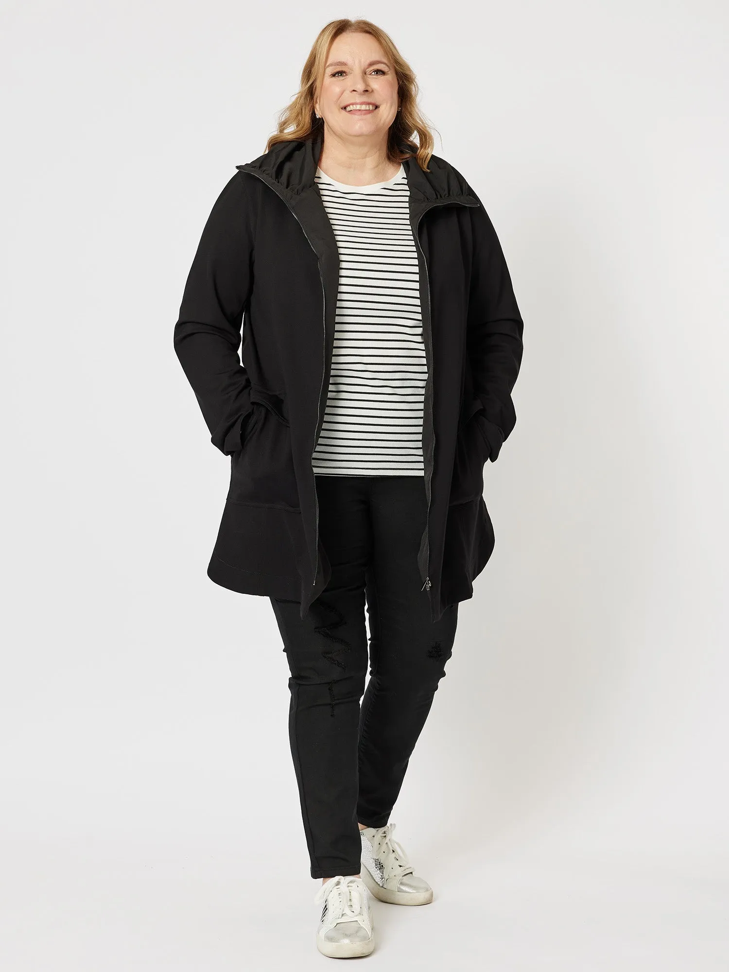 Ponti Ruched Collar Long Line Jacket - Black sold by RC & Co product image thumbnail 5