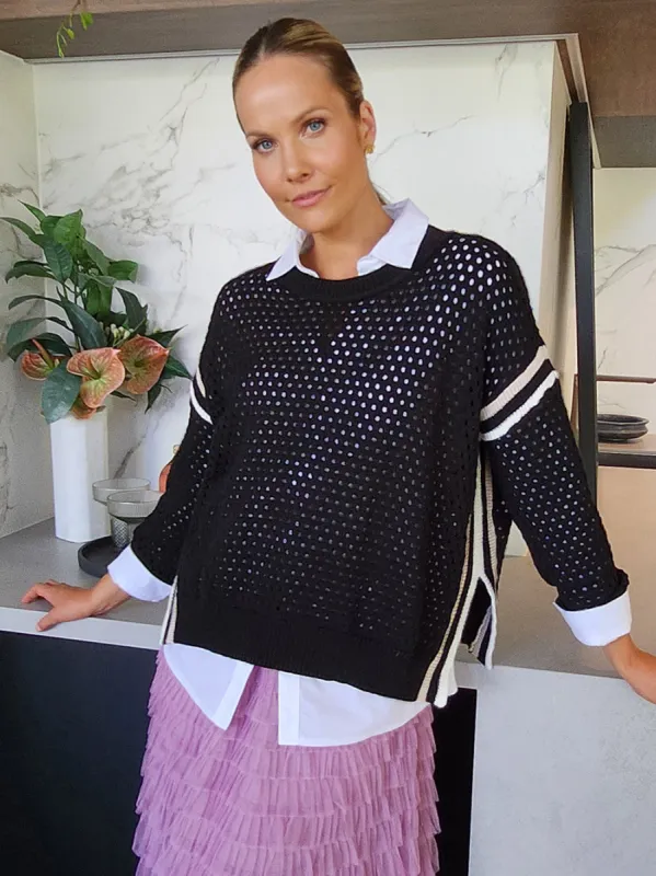 Ally Stripe Trim Jumper - Black sold by RC & Co