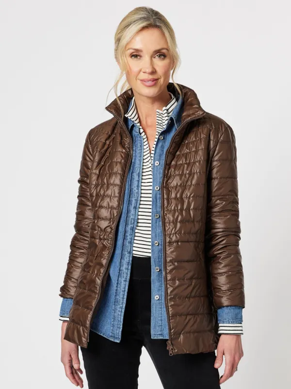 Pearlised Puffer Jacket - Coffee sold by RC & Co