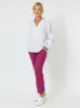 Sarah Linen Pleat Hem Pant - Magenta sold by RC & Co