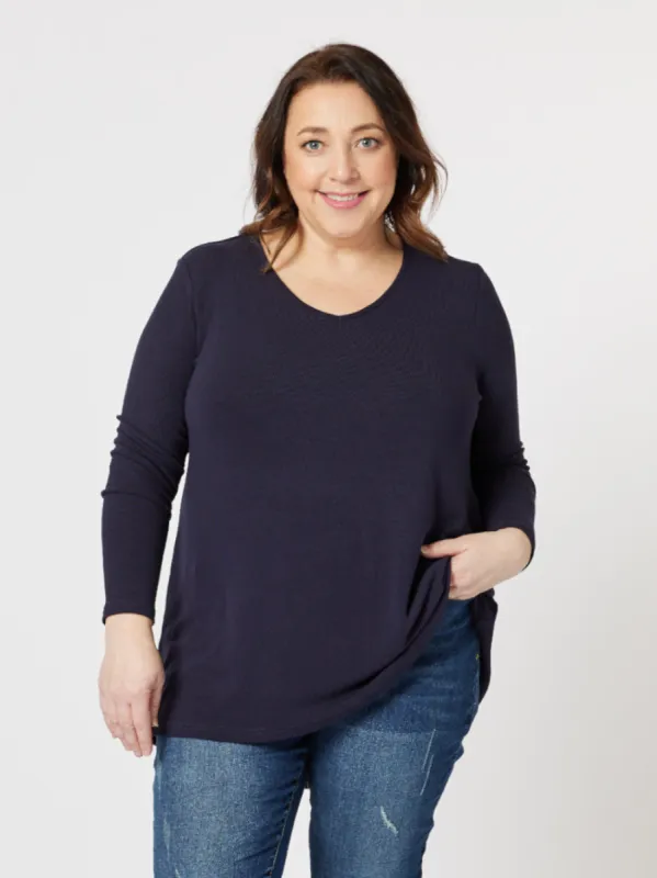 Keely Long Sleeve Top - Navy sold by RC & Co