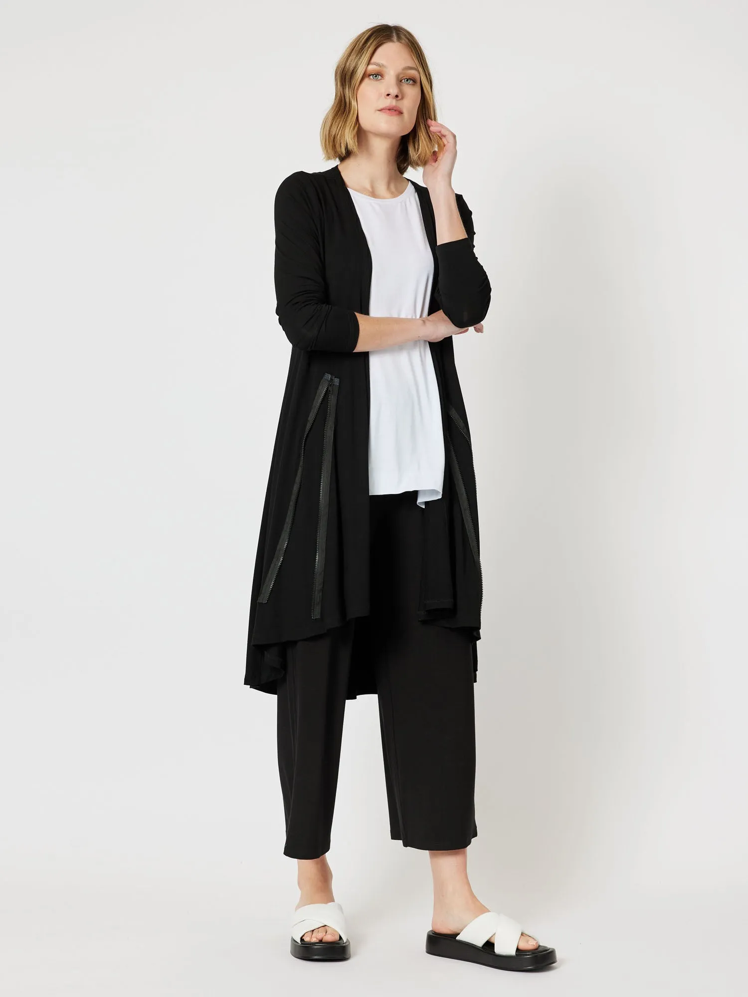 Roving Jersey Longline Cardigan - Black sold by RC & Co