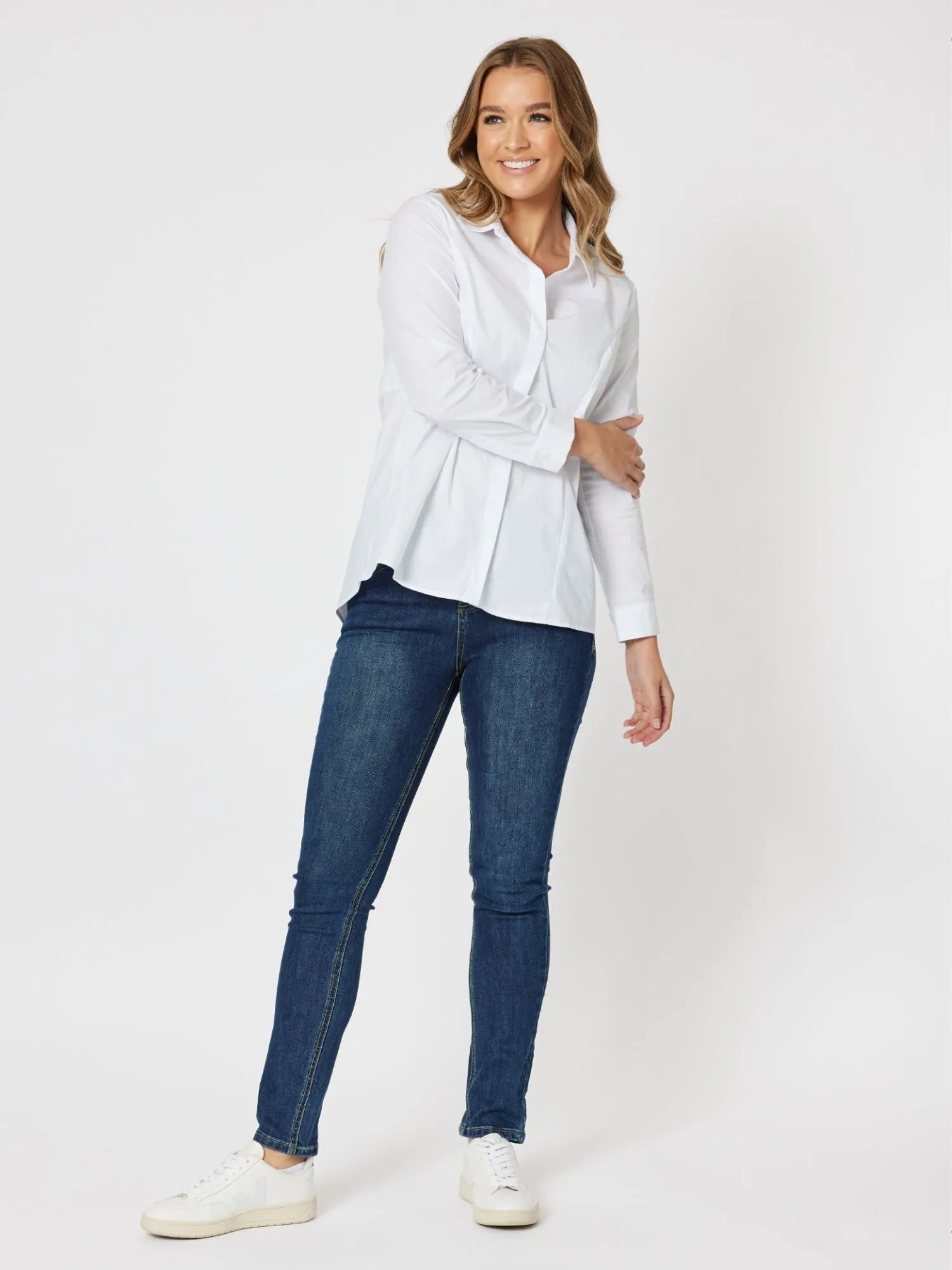 Poplin High Lo Boyfriend Shirt - White sold by RC & Co product image thumbnail 2