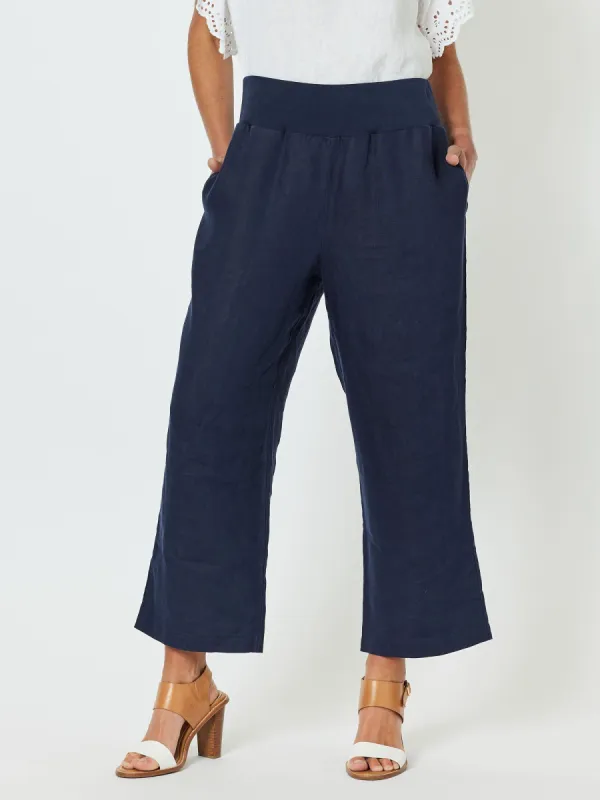 Lara Linen Wide Leg Pant - Navy sold by RC & Co