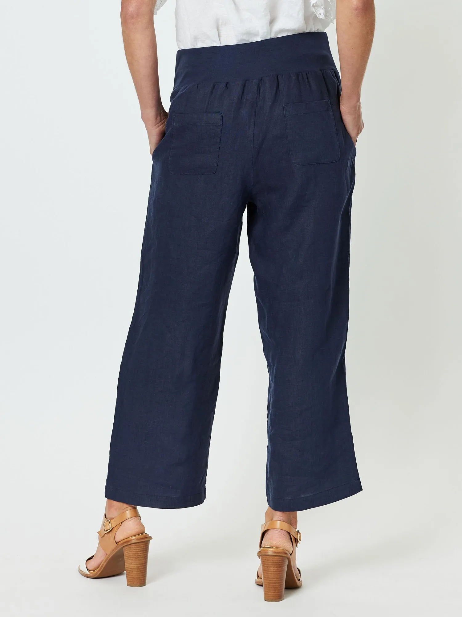 Lara Linen Wide Leg Pant - Navy sold by RC & Co product image thumbnail 5