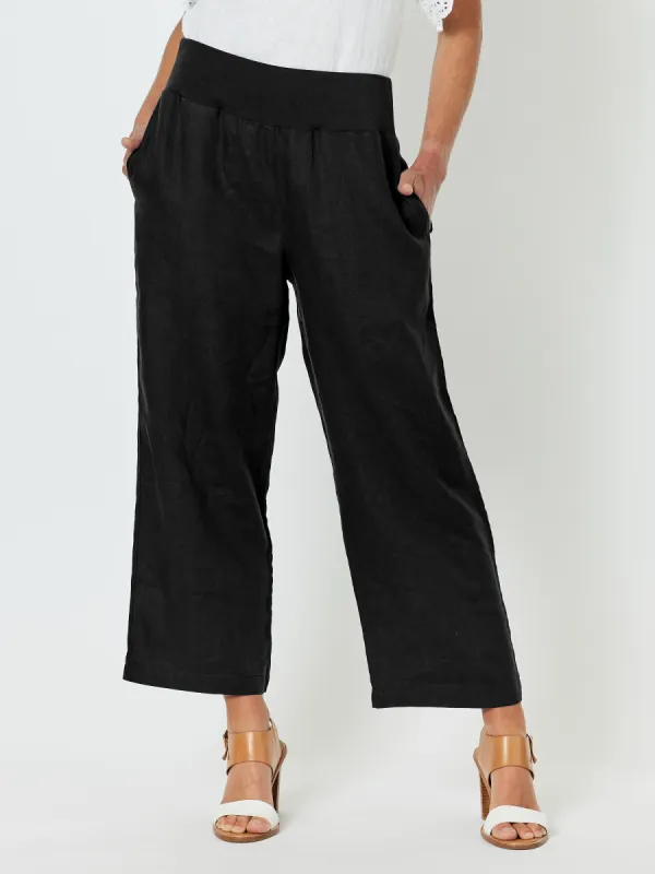 Lara Linen Wide Leg Pant - Black sold by RC & Co