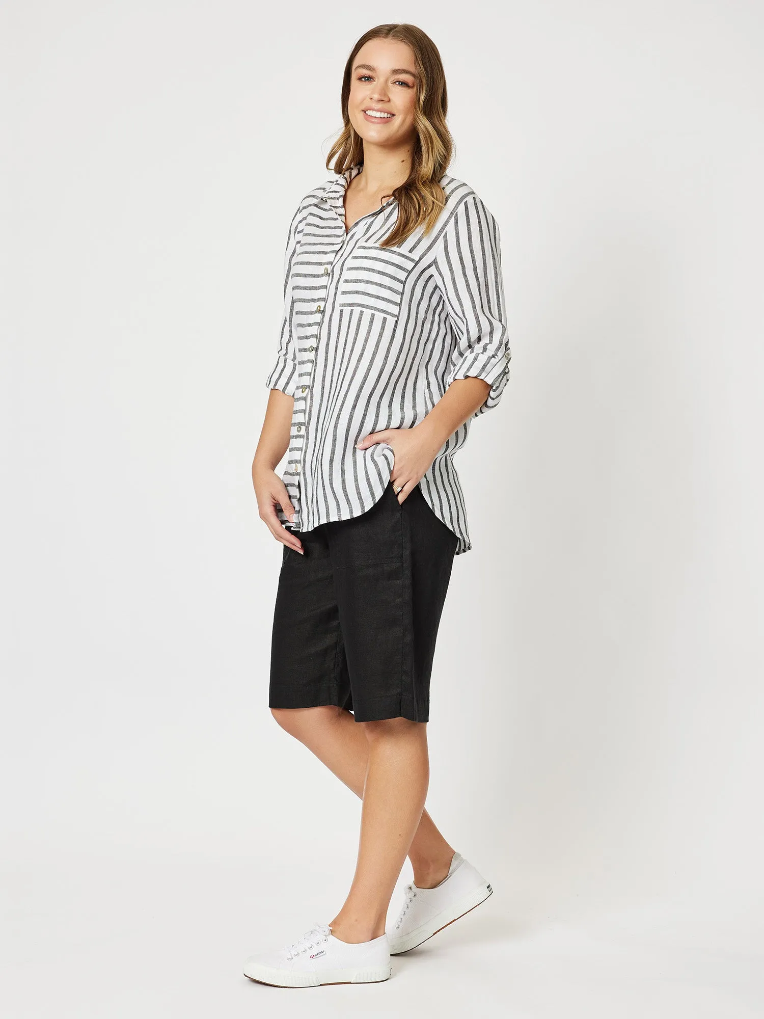 Stretch Waist Linen Short - Black sold by RC & Co product image thumbnail 5