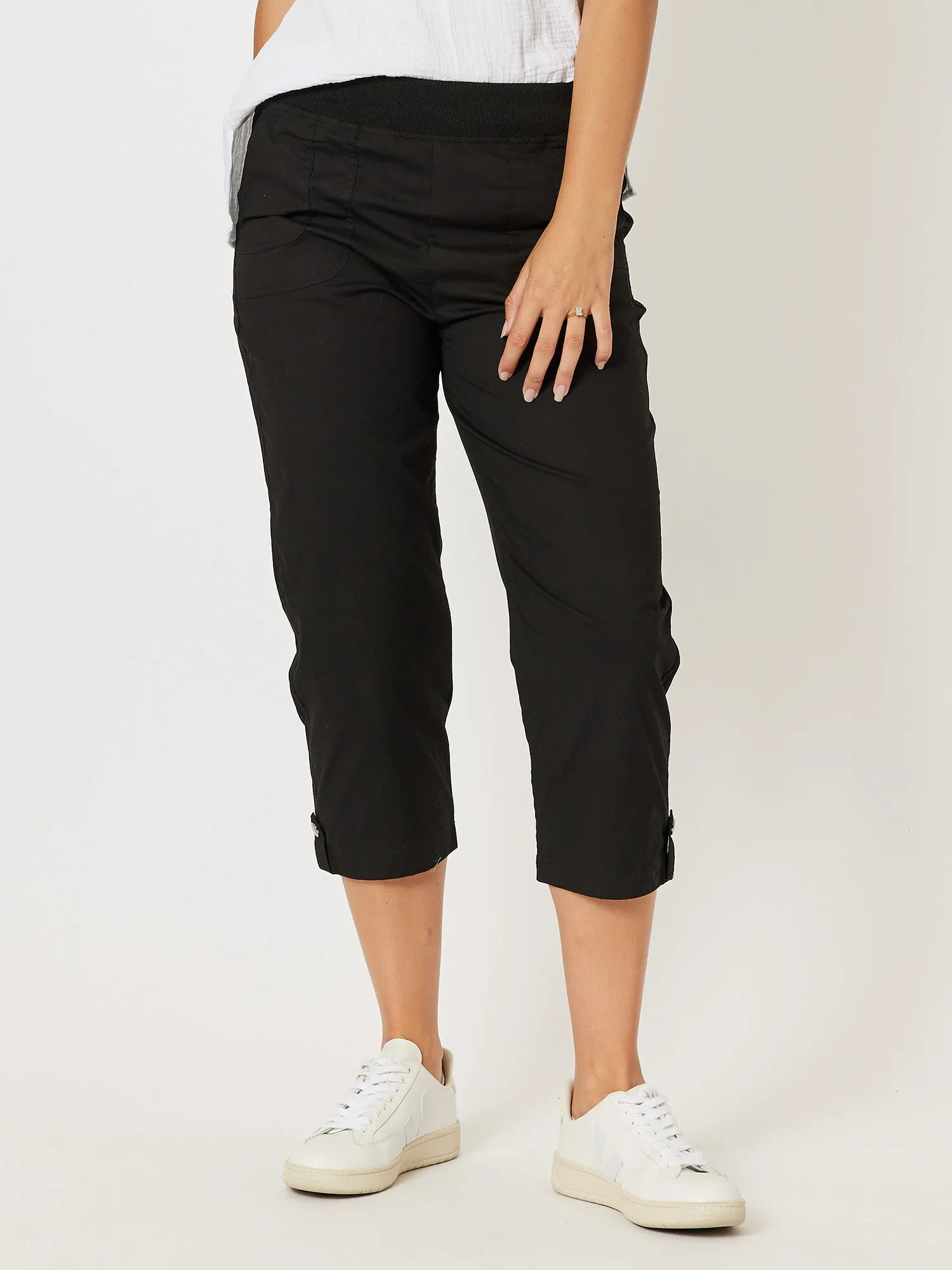 Santorini Cropped Cotton Pant - Black sold by RC & Co