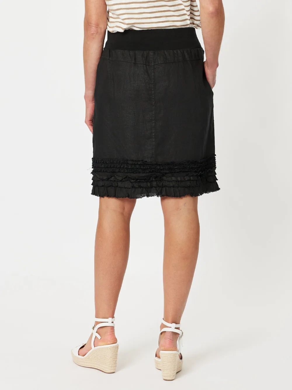 Mimi Linen Ruffle Hem Skirt - Black sold by RC & Co product image thumbnail 4
