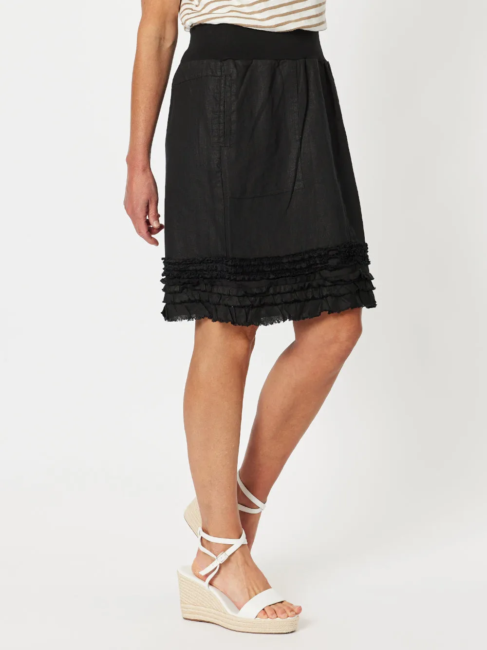 Mimi Linen Ruffle Hem Skirt - Black sold by RC & Co product image thumbnail 3