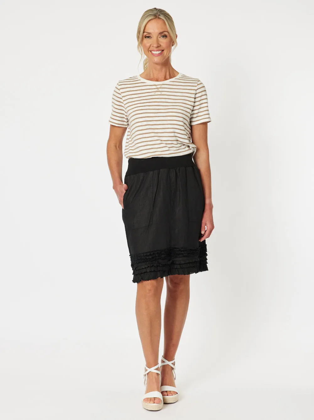 Mimi Linen Ruffle Hem Skirt - Black sold by RC & Co product image thumbnail 2