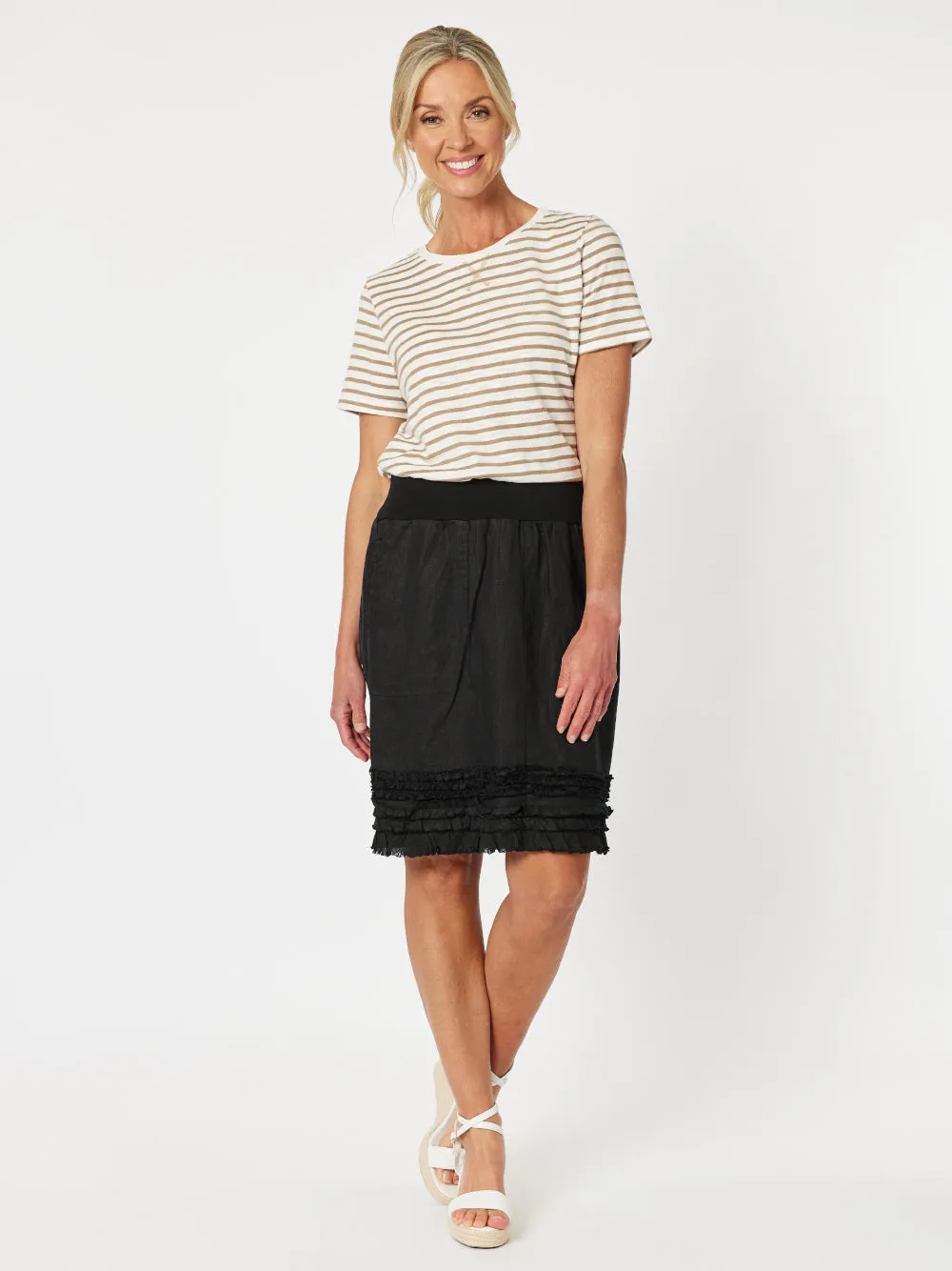 Mimi Linen Ruffle Hem Skirt - Black sold by RC & Co product image thumbnail 5