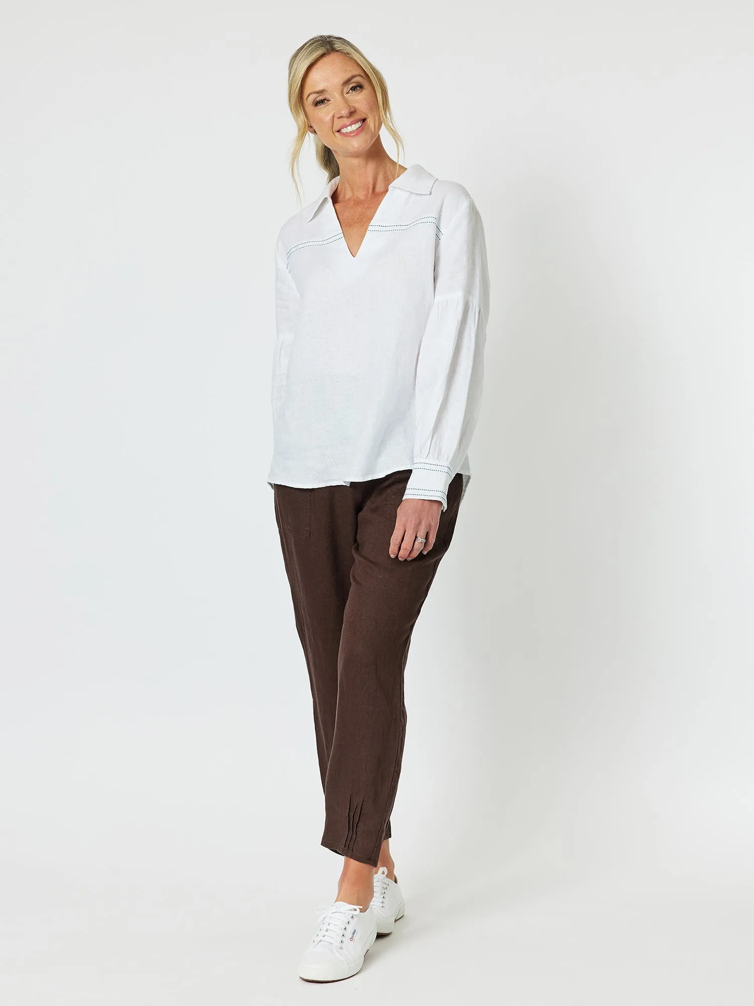 Eliza Linen Shirt - White sold by RC & Co product image thumbnail 2