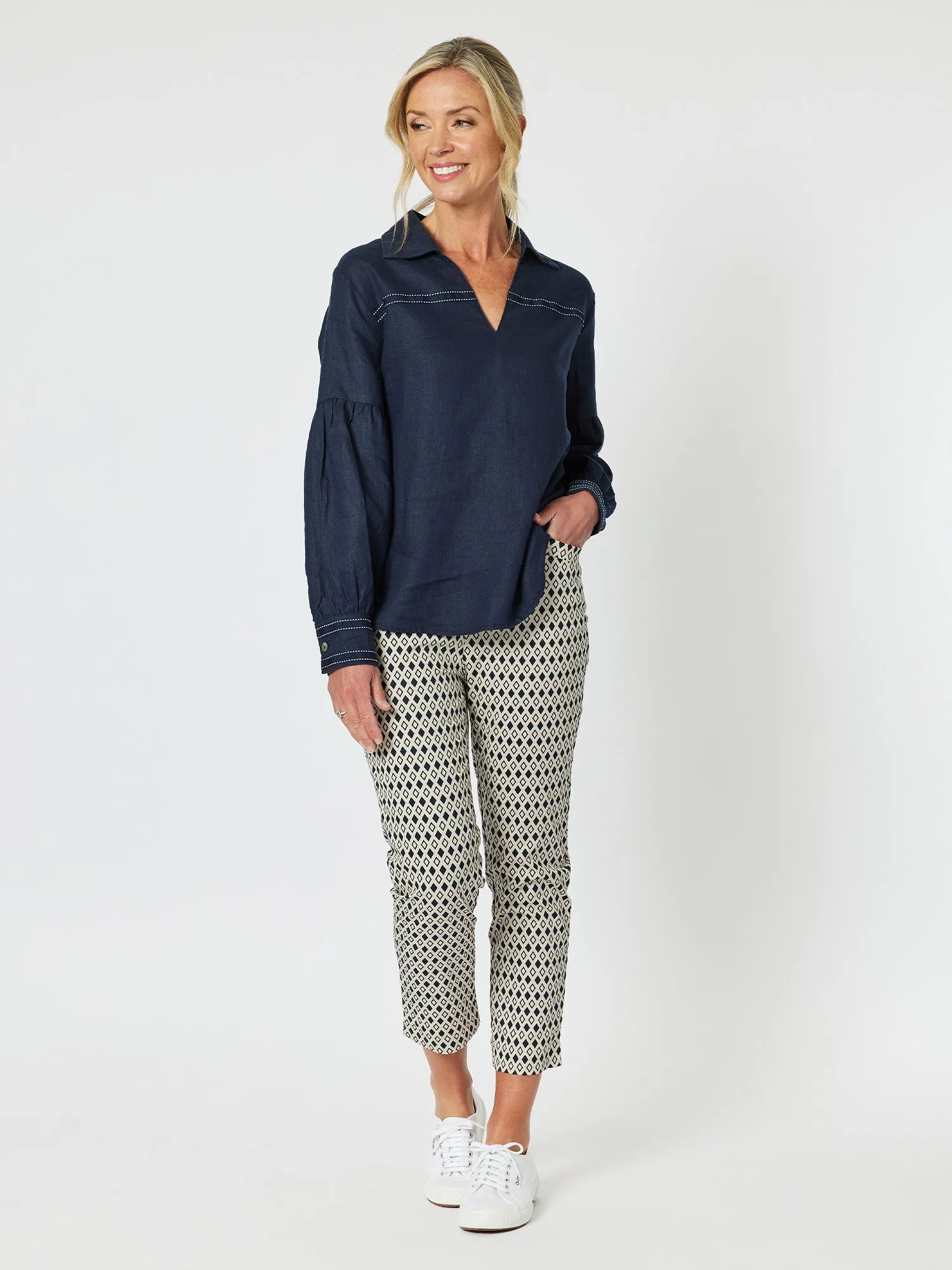 Eliza Linen Shirt - Navy sold by RC & Co product image thumbnail 2