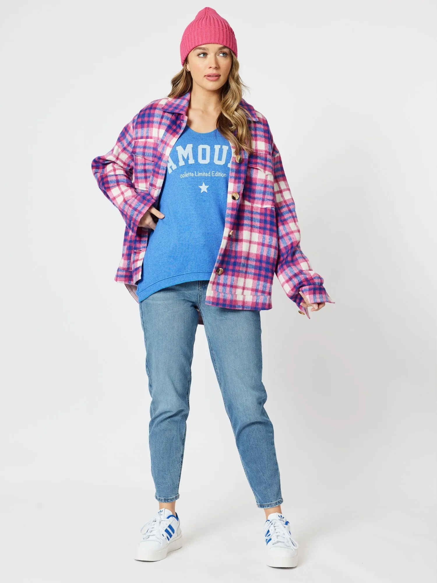 Brooklyn Check Melton Shacket - Pink sold by RC & Co product image thumbnail 2