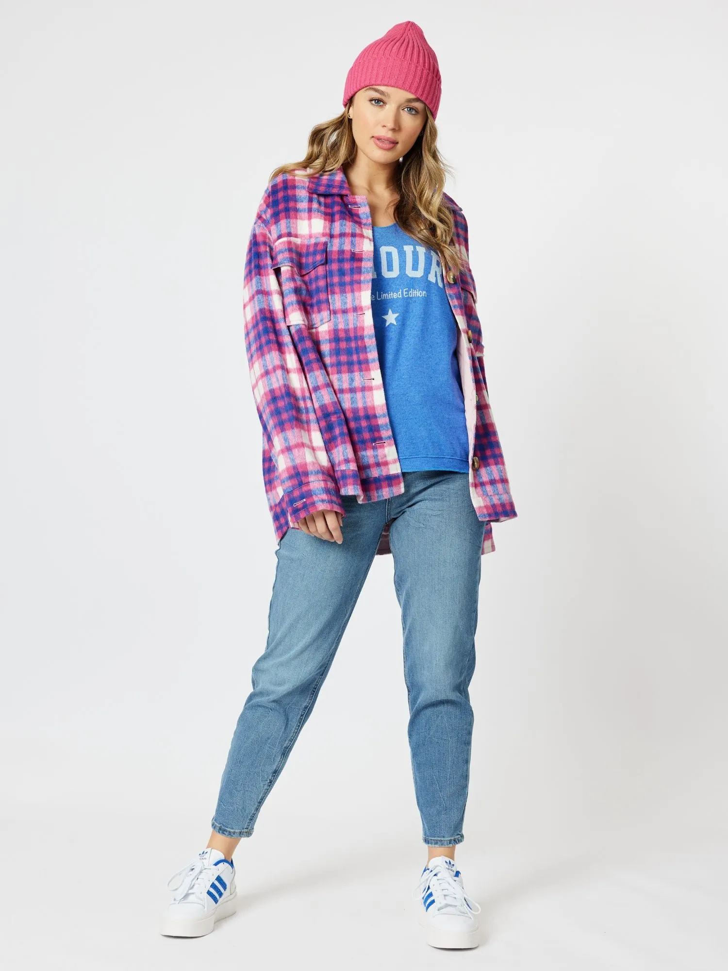 Brooklyn Check Melton Shacket - Pink sold by RC & Co product image thumbnail 4