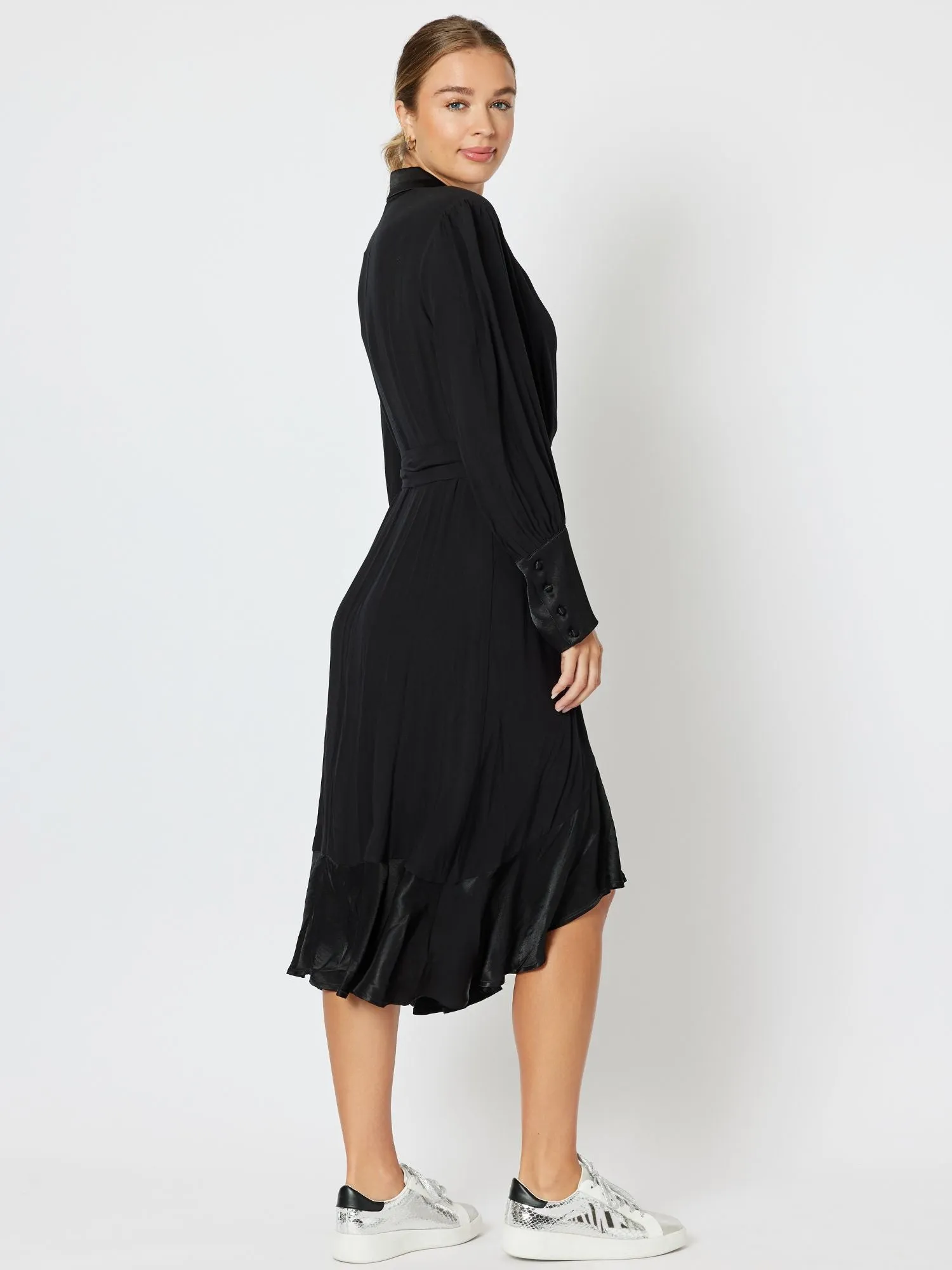 Tuxedo Satin Wrap Dress - Black sold by RC & Co product image thumbnail 4