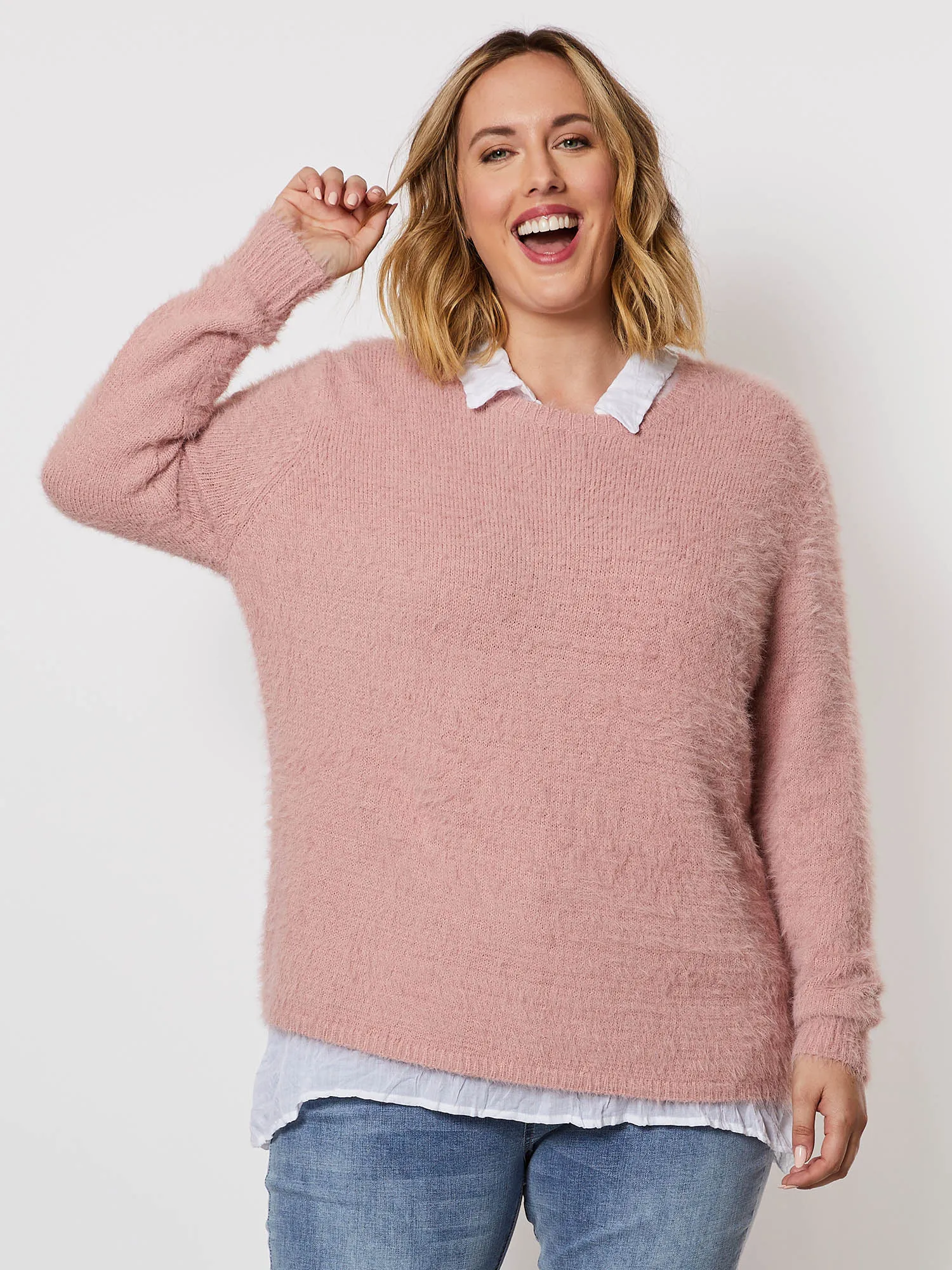 Fluffy Knit Jumper - Rose sold by RC & Co