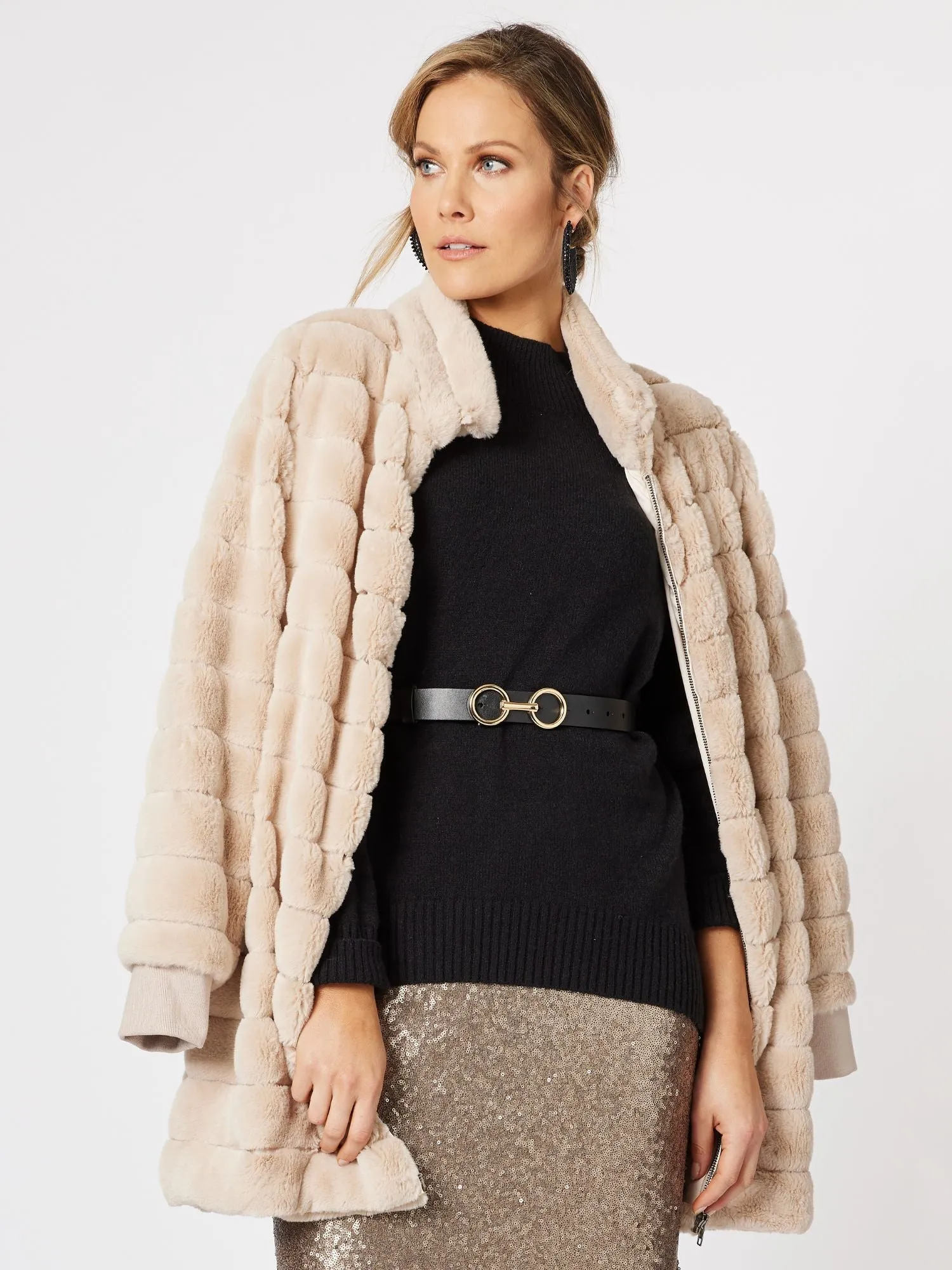 Princess Faux Fur Longline Jacket - Champagne sold by RC & Co product image thumbnail 3