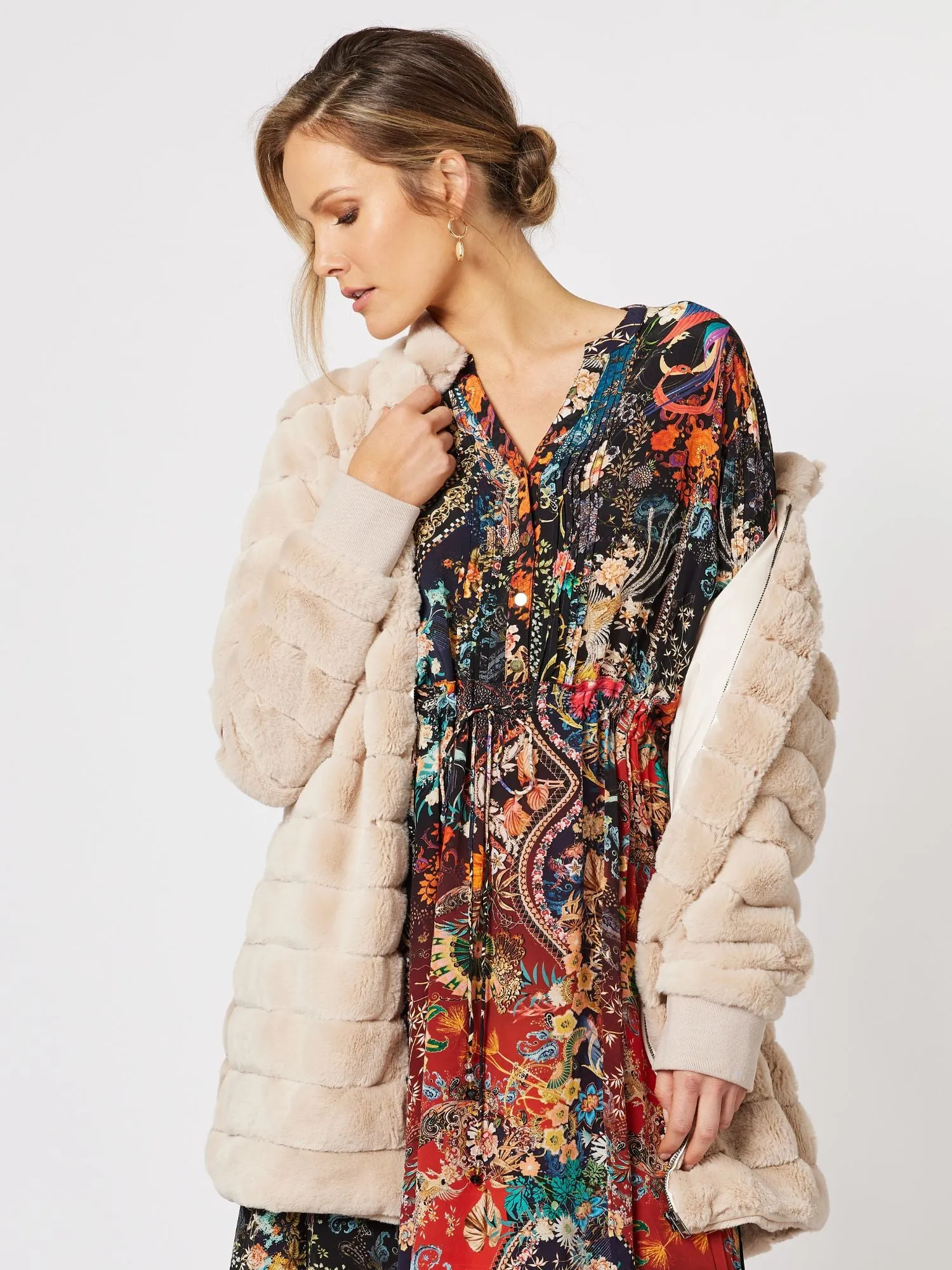 Princess Faux Fur Longline Jacket - Champagne sold by RC & Co product image thumbnail 5