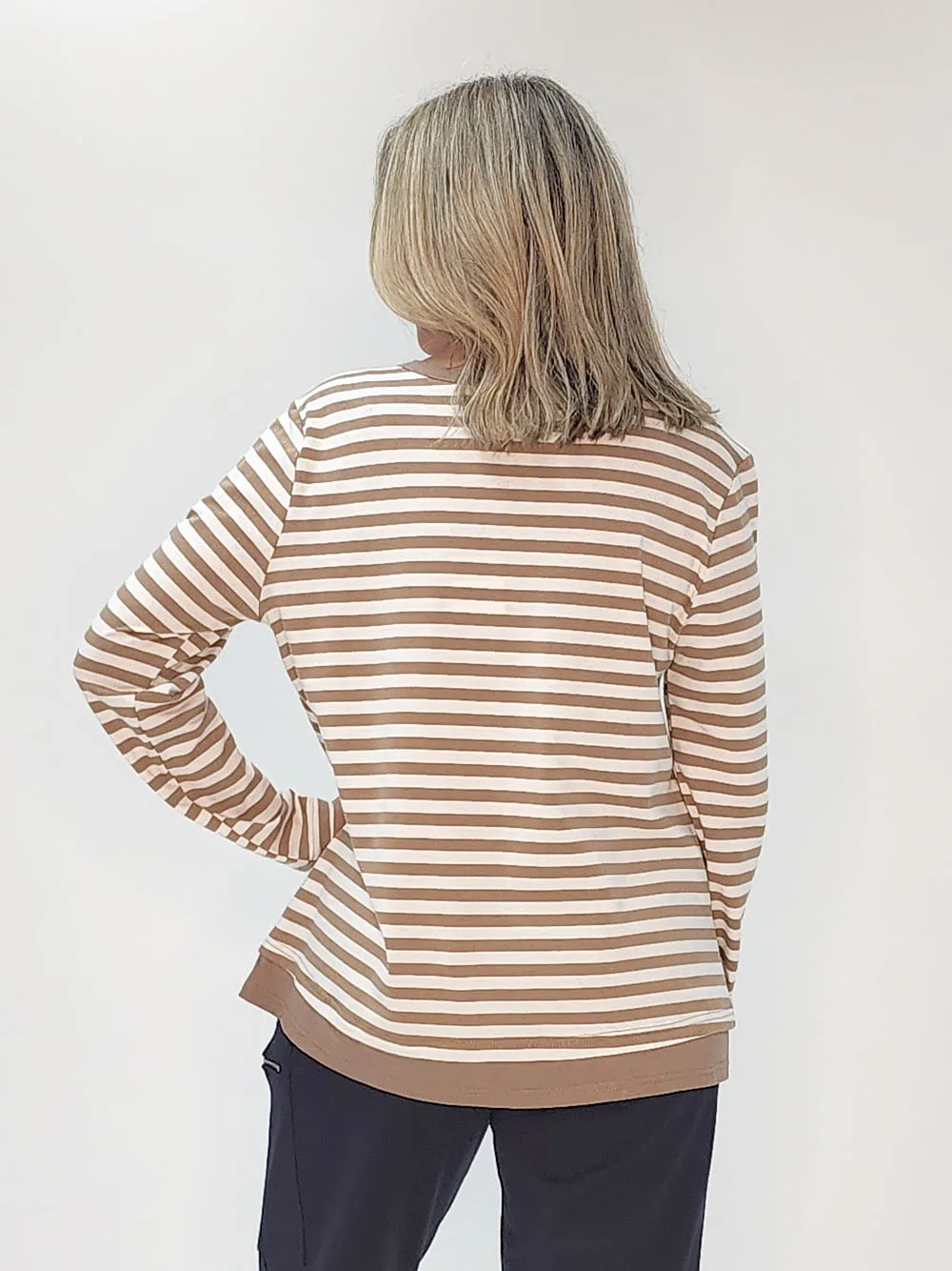 Sarah Stripe Long Sleeve Top - Caramel sold by RC & Co product image thumbnail 4