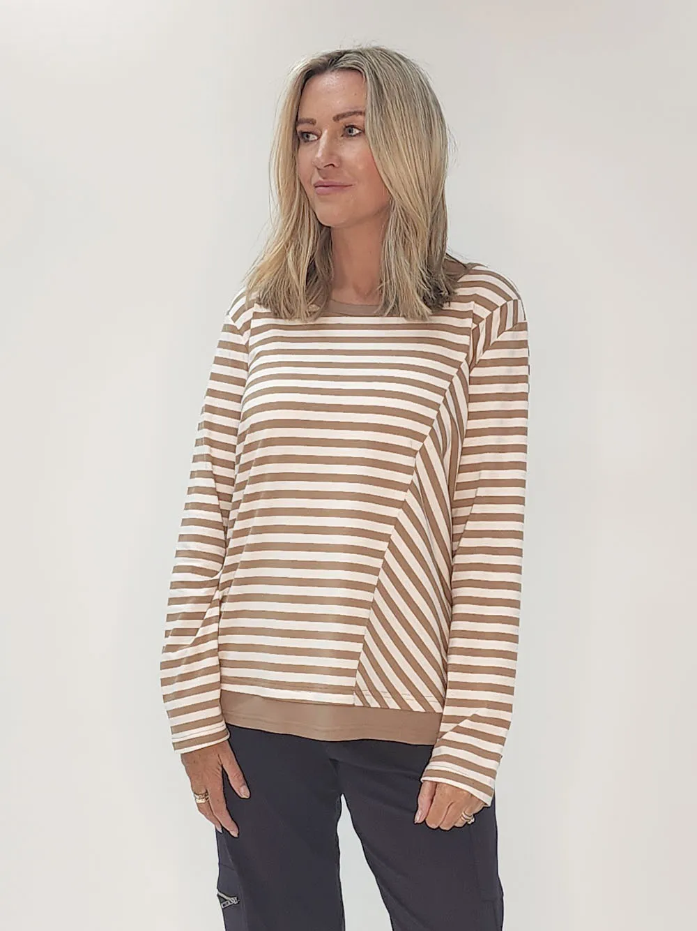 Sarah Stripe Long Sleeve Top - Caramel sold by RC & Co product image thumbnail 3