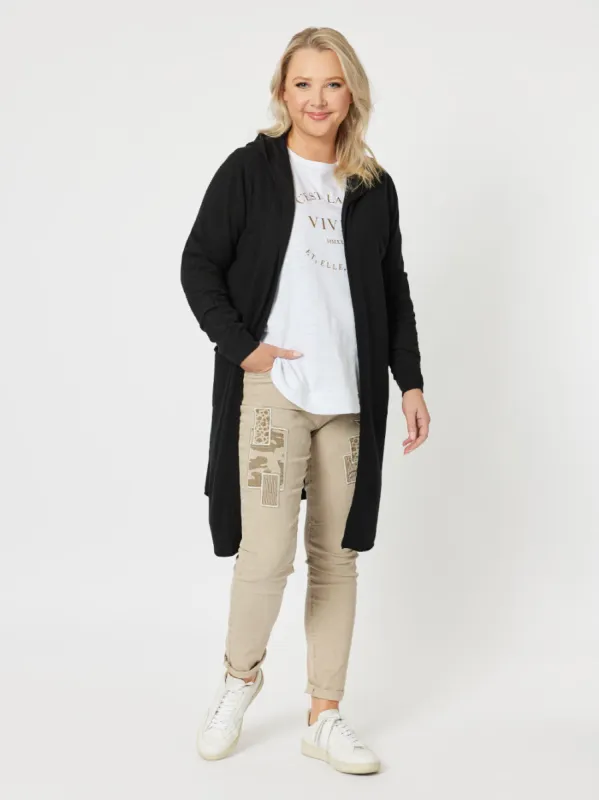 Ella Long Line Cardi - Black sold by RC & Co