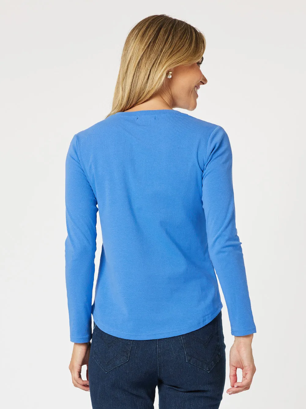 Crew Neck Cotton Rib Long Sleeve Top - Sapphire sold by RC & Co product image thumbnail 4