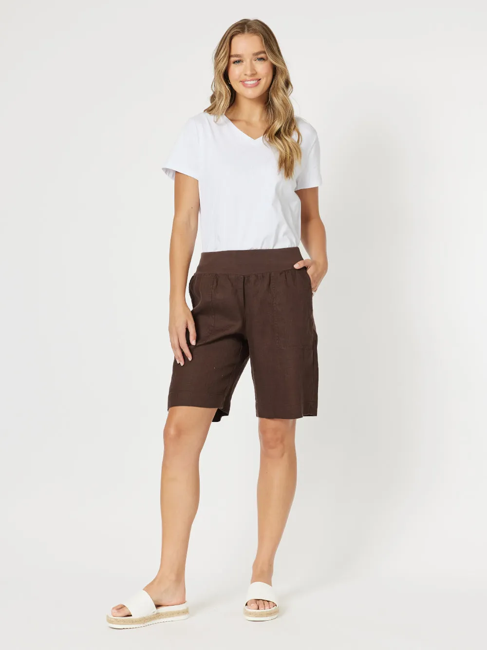 Jordan Linen Short - Chocolate sold by RC & Co product image thumbnail 2
