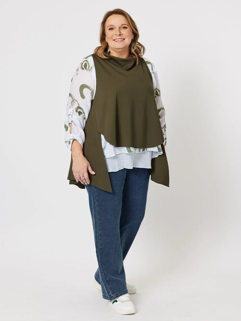 Abstract Print Layered Tunic - Khaki sold by RC & Co product image thumbnail 3