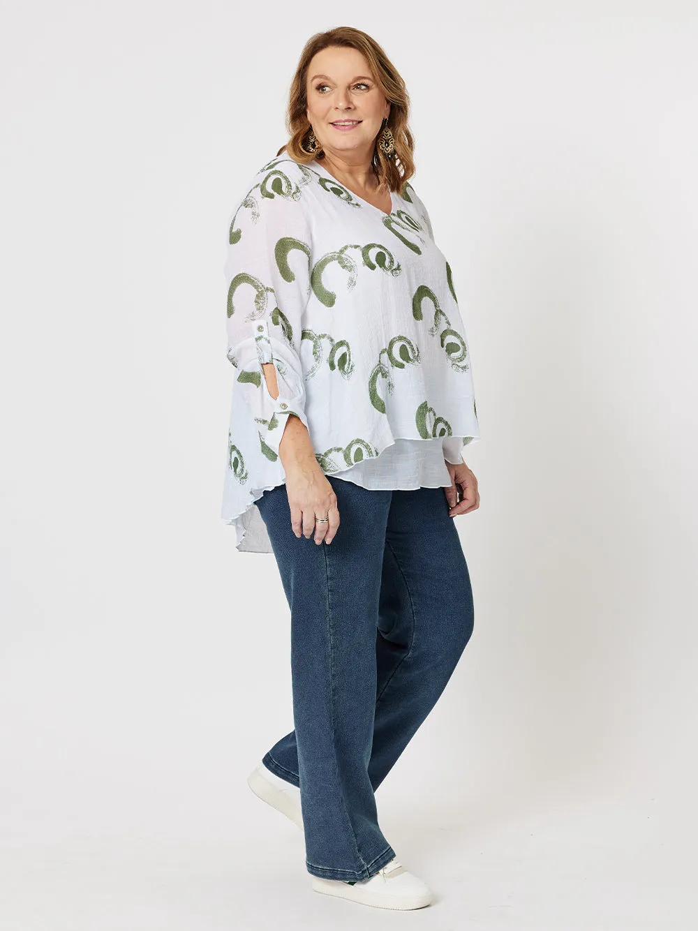 Abstract Print Layered Tunic - Khaki sold by RC & Co product image thumbnail 2