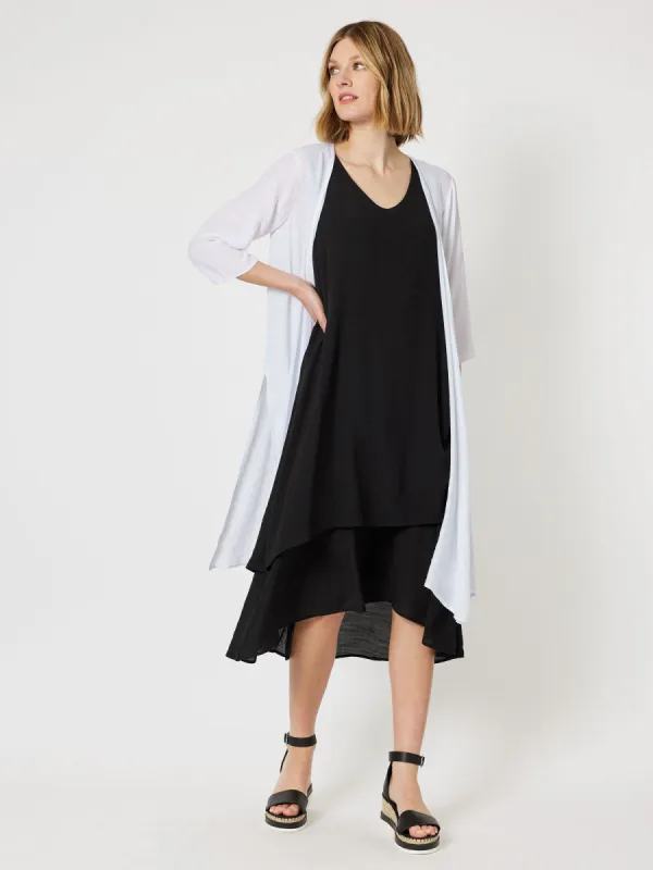 Longline Crinkle Viscose Cardigan - White sold by RC & Co