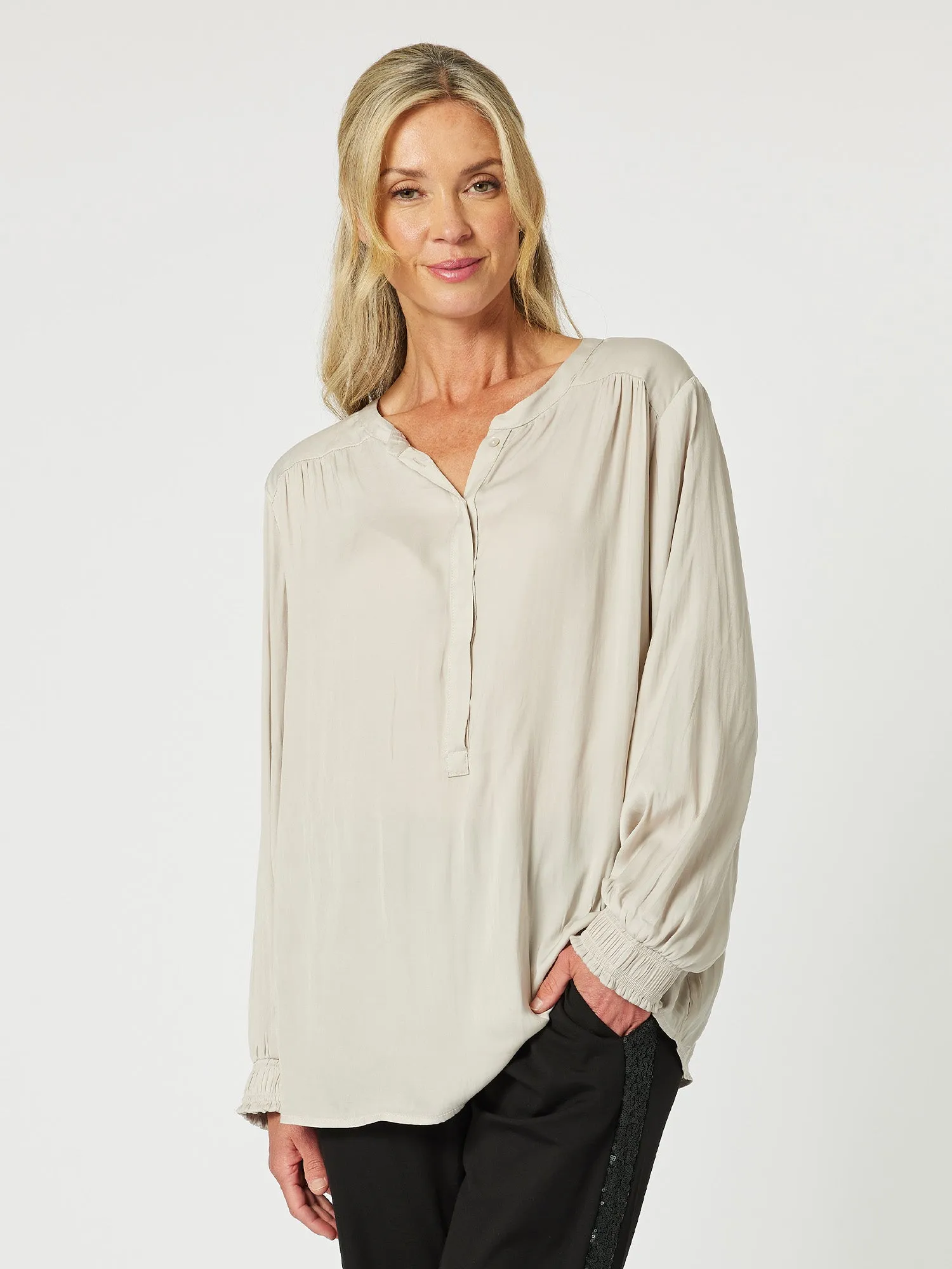 Luxe Nehru Top - Champagne sold by RC & Co