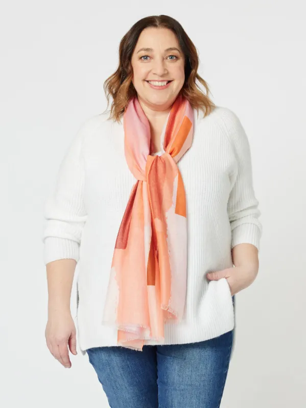 Paint Box Printed Scarf - Melon sold by RC & Co
