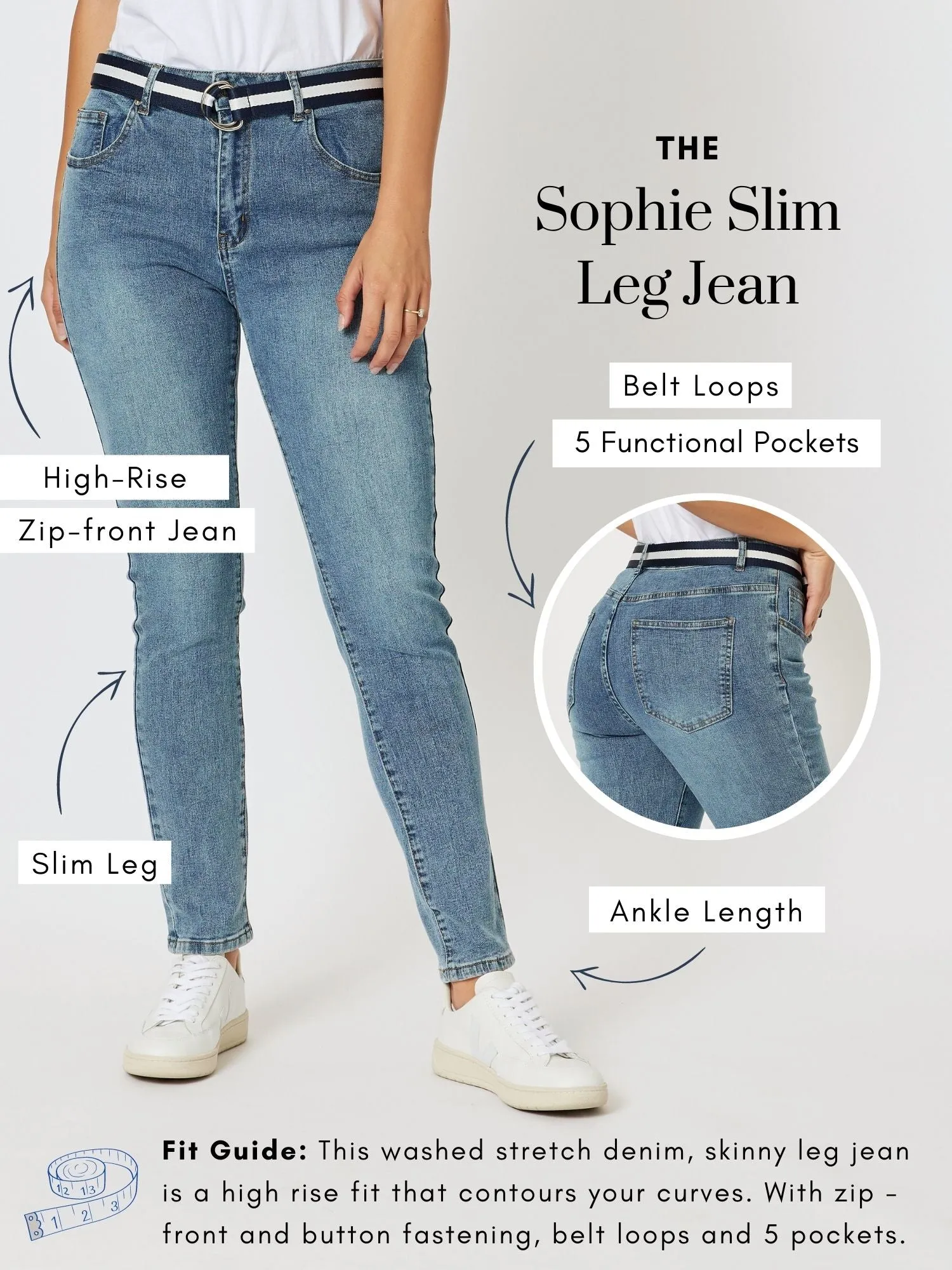 Sophie High Rise Slim Leg Jean - Denim sold by RC & Co product image thumbnail 3