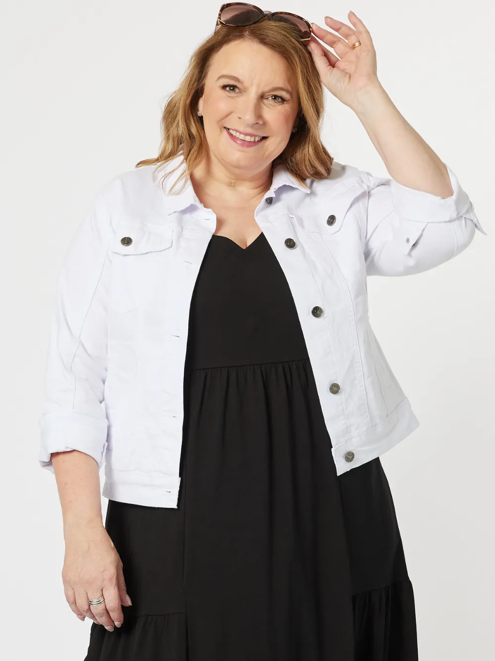 Collared Denim Jacket - White sold by RC & Co