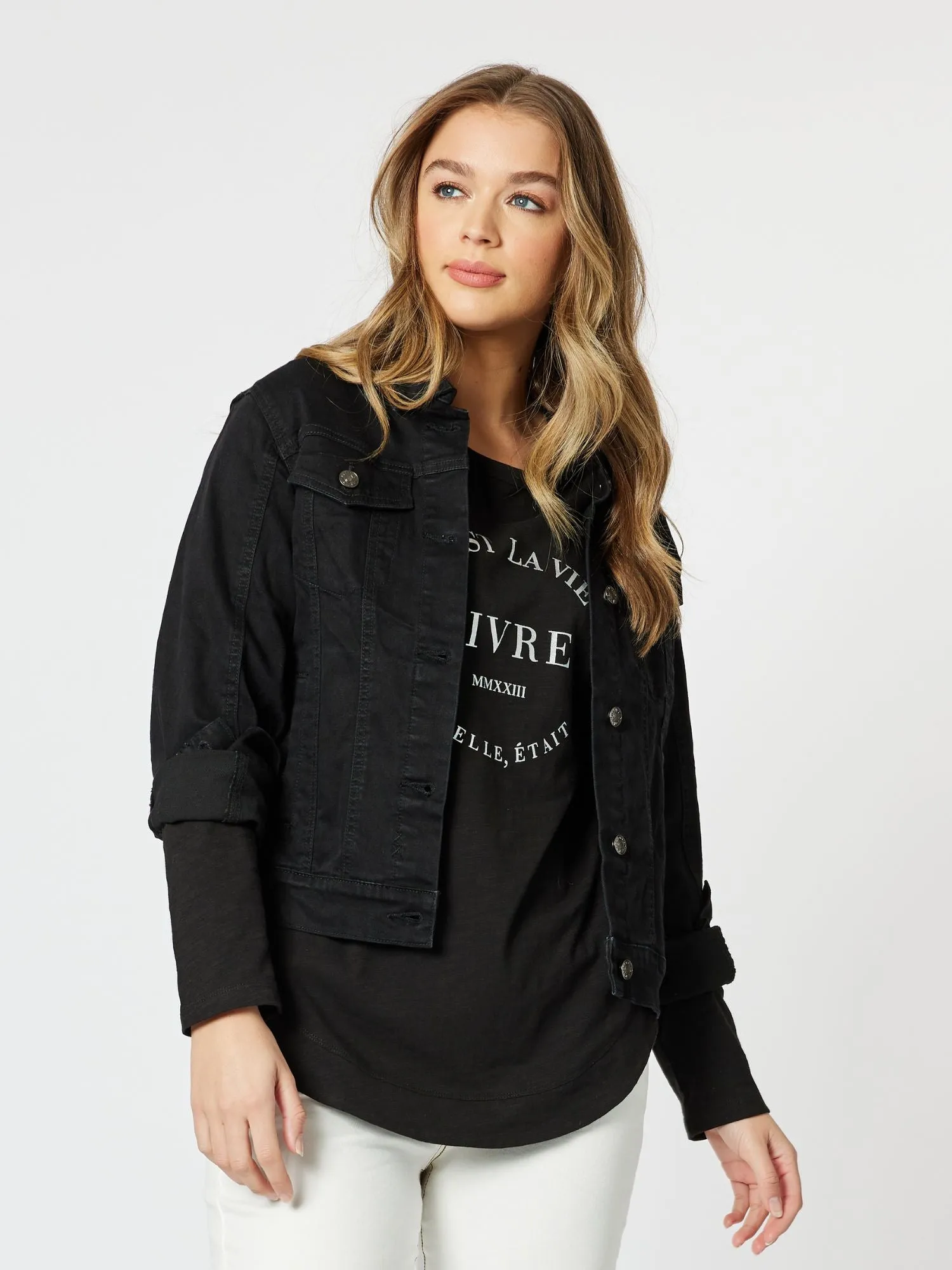 Collared Denim Jacket - Black sold by RC & Co product image thumbnail 3