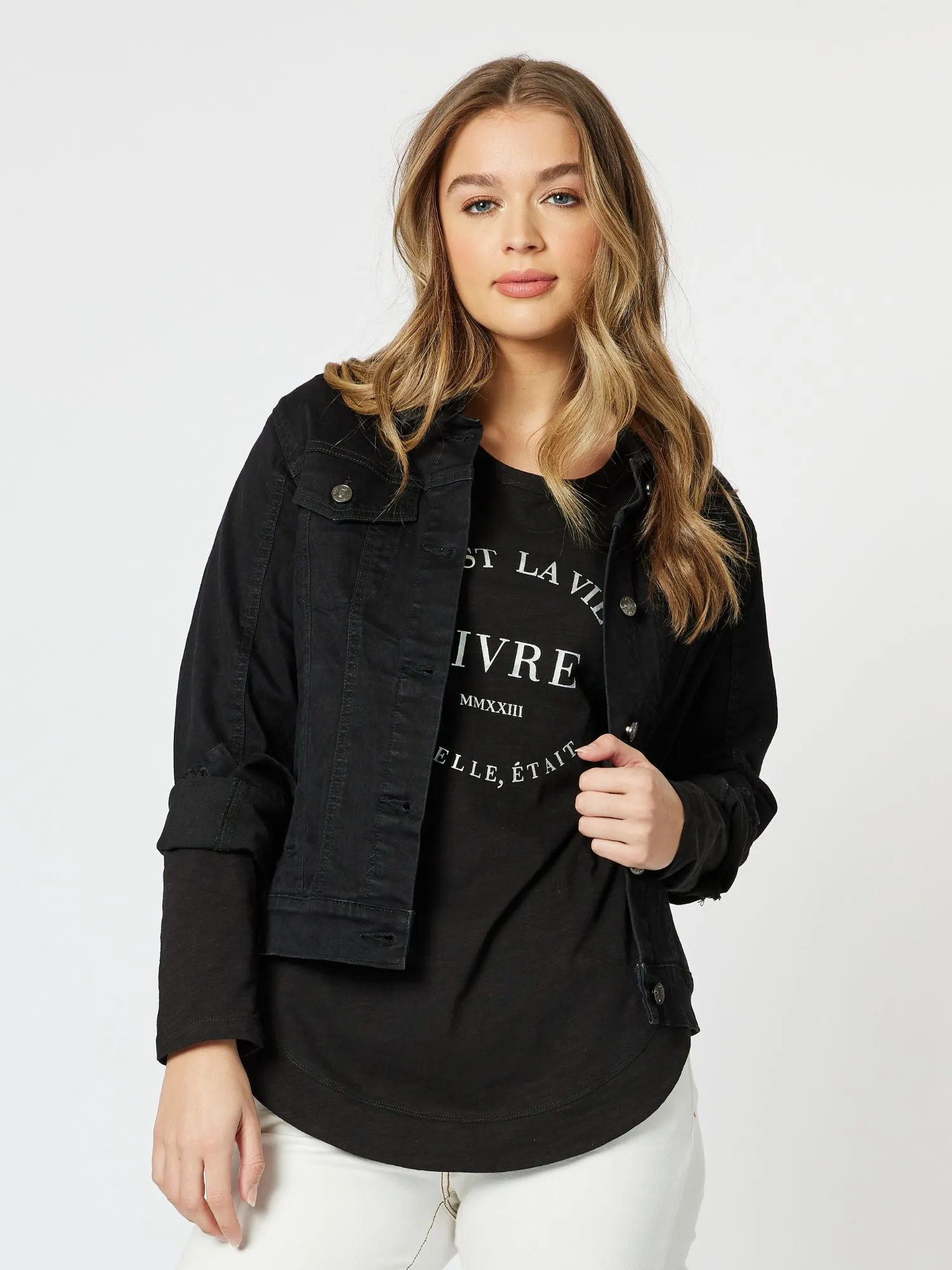 Collared Denim Jacket - Black sold by RC & Co product image thumbnail 4