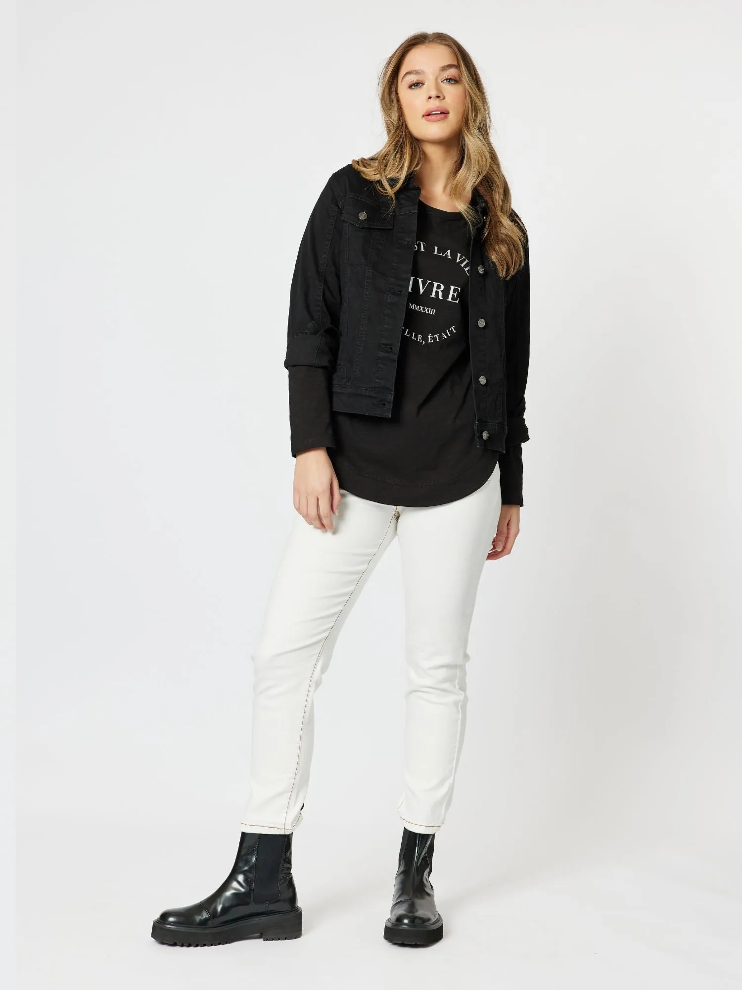 Collared Denim Jacket - Black sold by RC & Co product image thumbnail 2