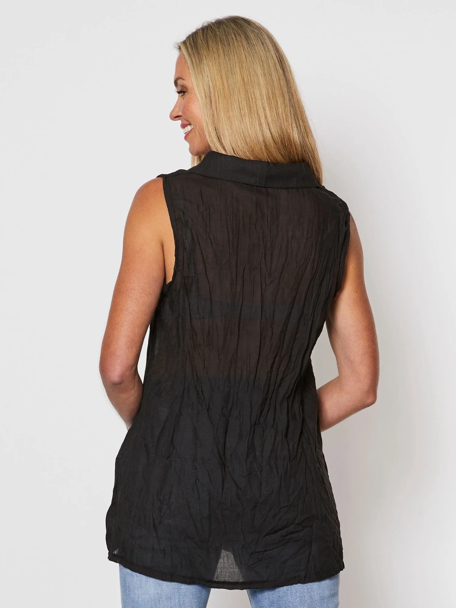 Sleeveless Crushed Shirt - Black sold by RC & Co product image thumbnail 3