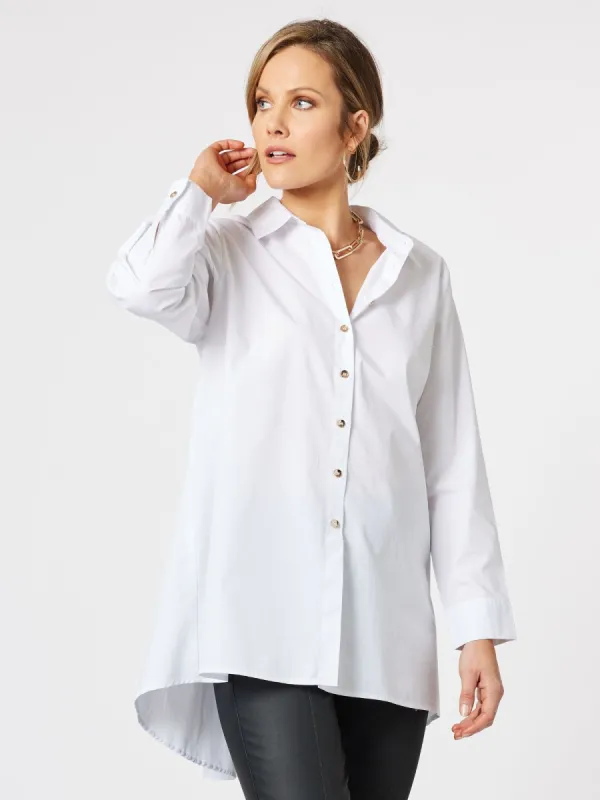 Cotton Longline Shirt - White sold by RC & Co