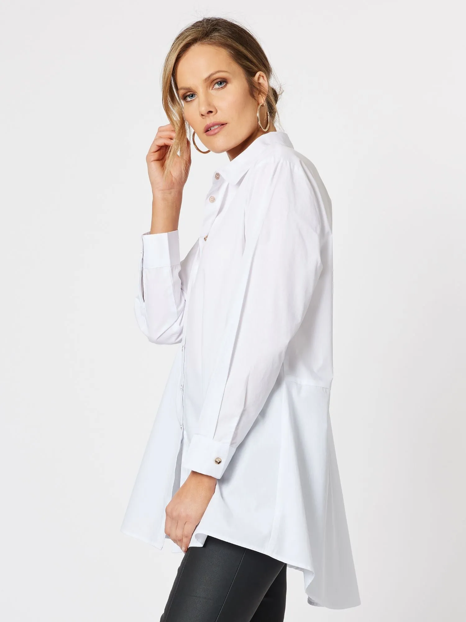 Cotton Longline Shirt - White sold by RC & Co product image thumbnail 3