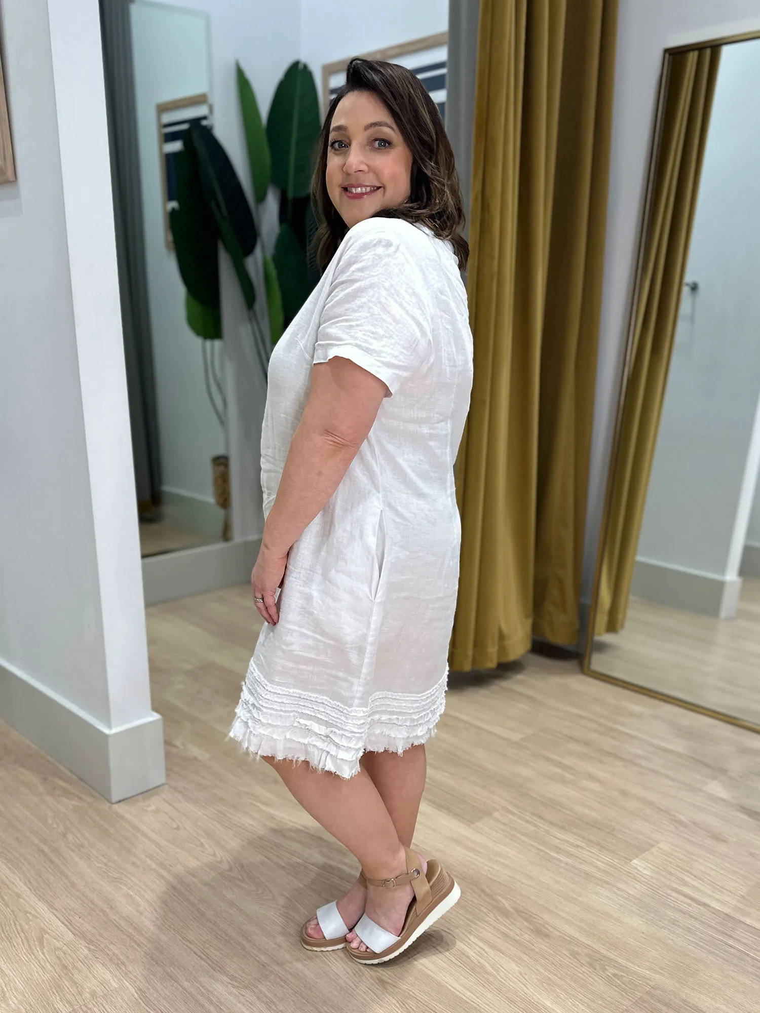 Chic Linen Shift Dress - White sold by RC & Co product image thumbnail 4