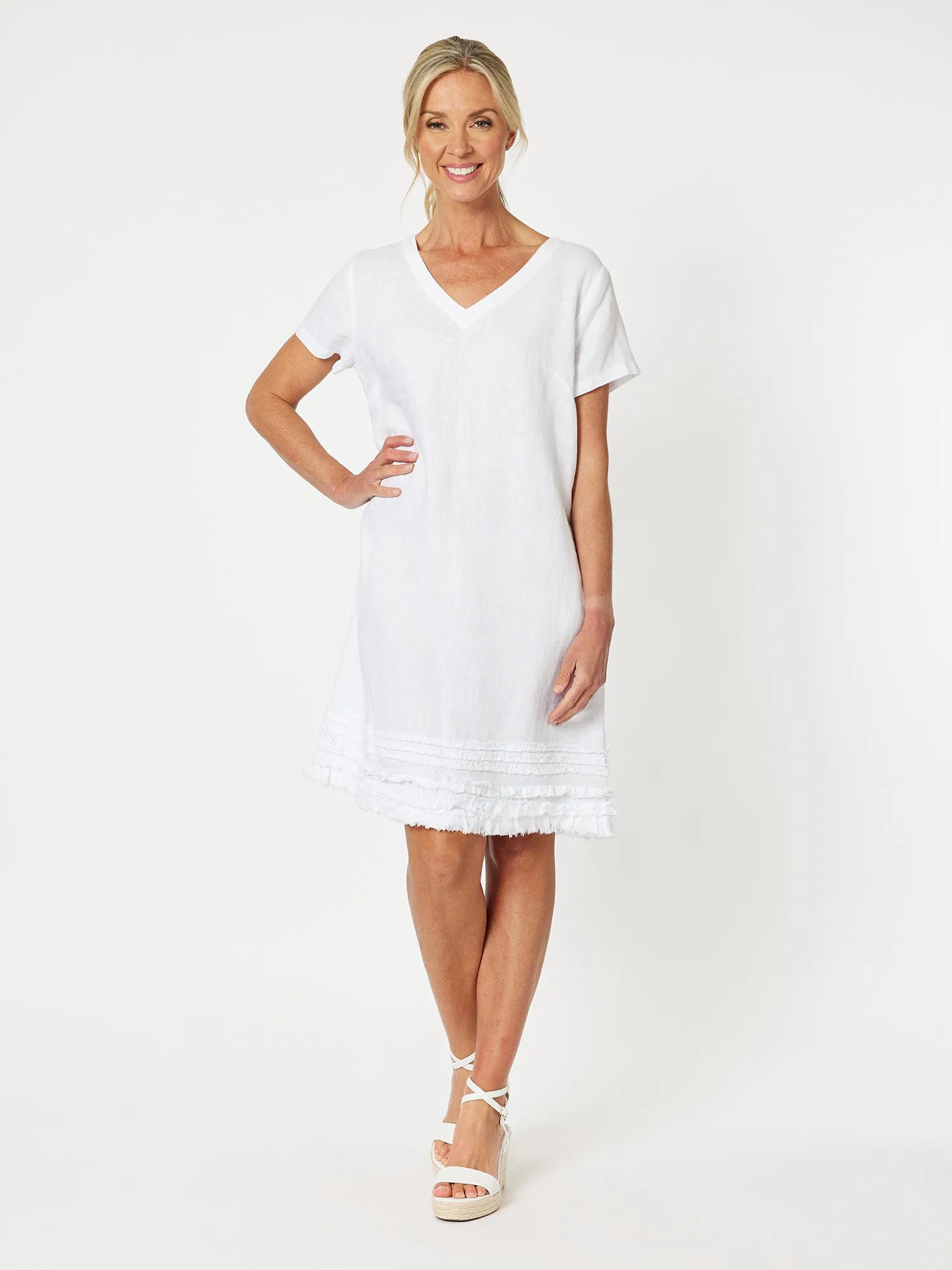 Chic Linen Shift Dress - White sold by RC & Co