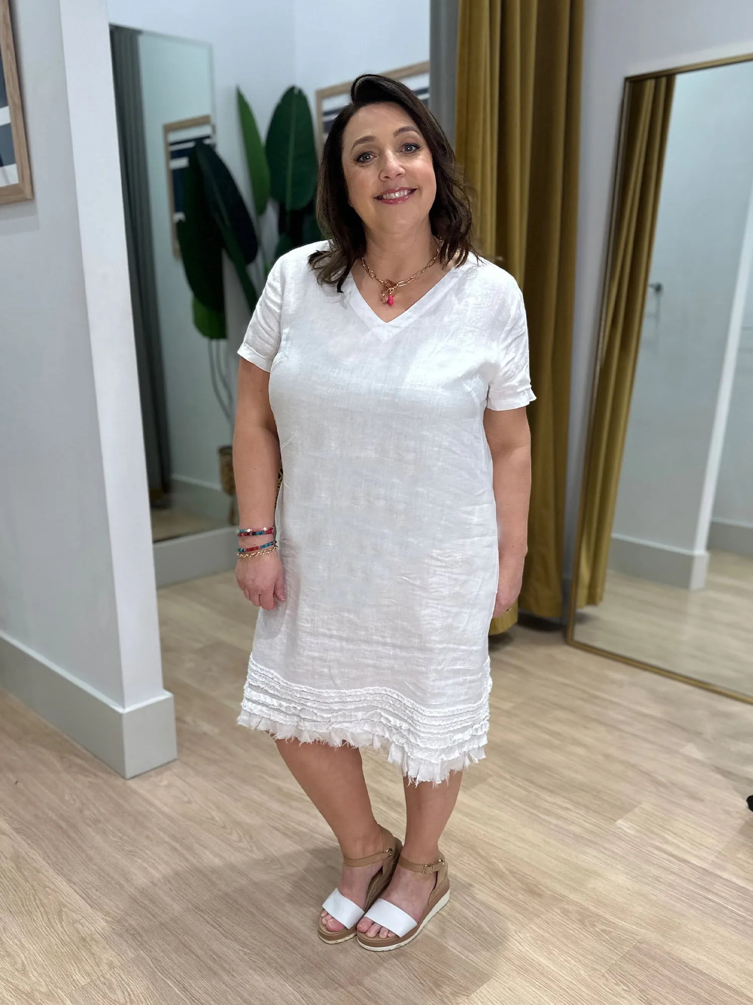 Chic Linen Shift Dress - White sold by RC & Co product image thumbnail 2