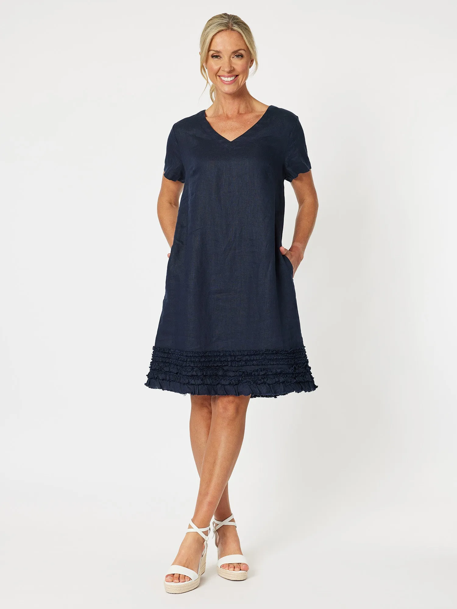 Chic Linen Shift Dress - Navy sold by RC & Co