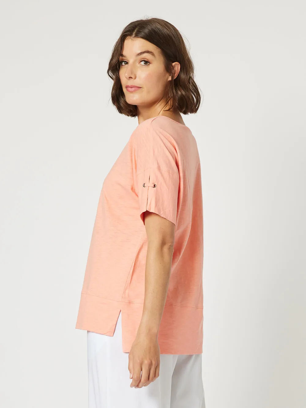 Bonnie Cotton V-neck T-shirt - Melon sold by RC & Co product image thumbnail 3