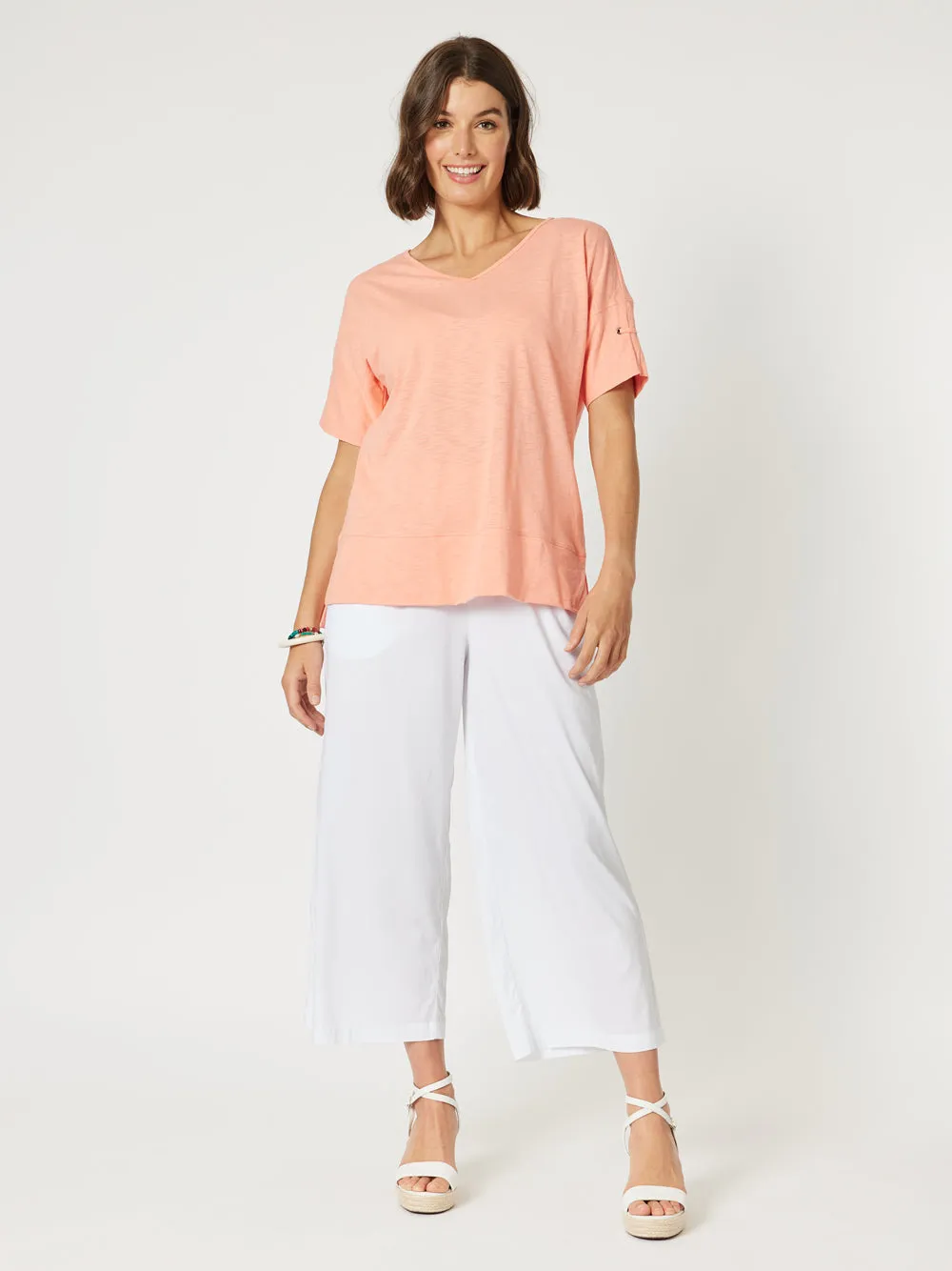 Bonnie Cotton V-neck T-shirt - Melon sold by RC & Co product image thumbnail 2